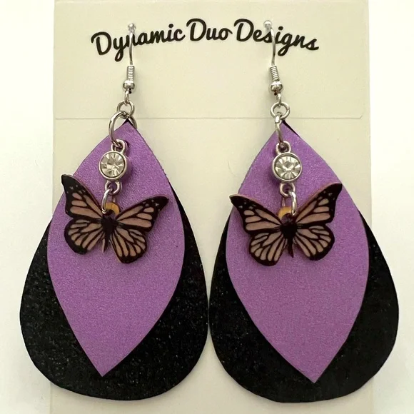 🎉 Host Pick 🎉 Butterfly 🦋 charm faux leather earrings - Picture 5 of 6